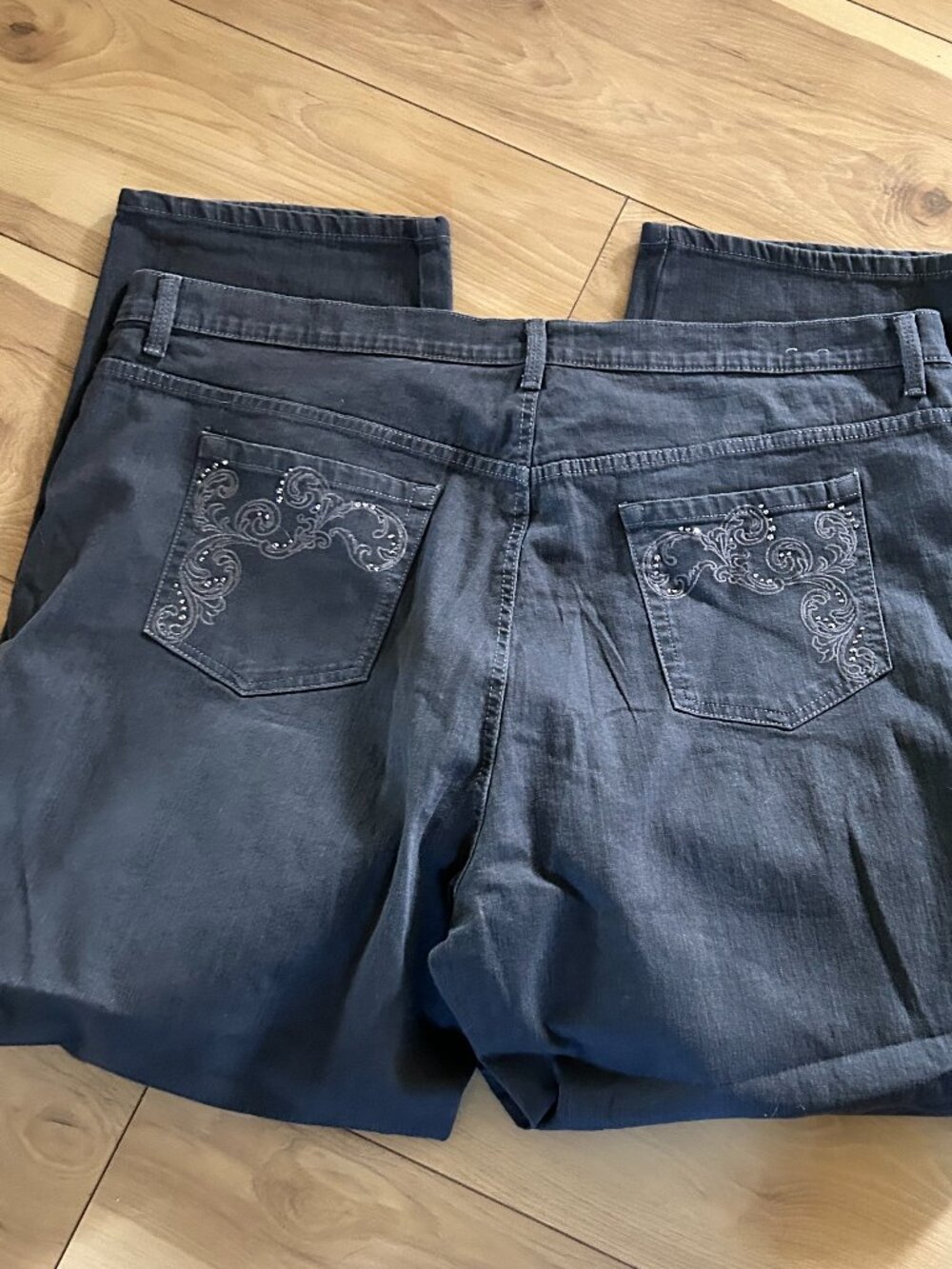size 22w 22 w plus sized stretch gray jean denim pants womens